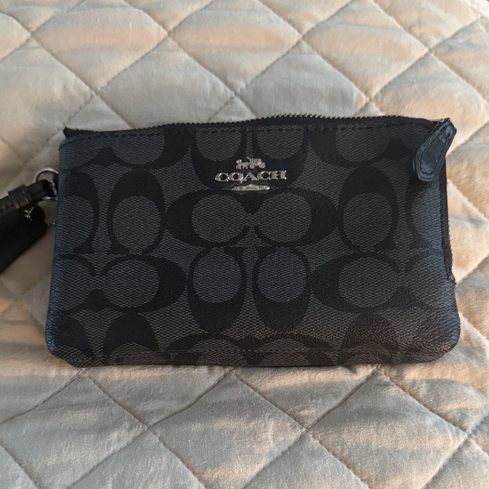 Coach Black and Gray Signature Wristlet